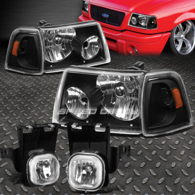 ЧЕРНАЯ ФАРА В КОРПУСЕ + ЯНТАРНЫЙ УГОЛОК + ПРОЗРАЧНАЯ ПРОТИВОТУМАННАЯ ФАРА OE ДЛЯ FORD RANGER 06-07