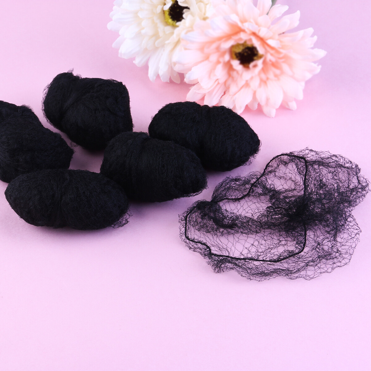 100Pcs Black Hair Nets Elastic Edge Mesh Net Stretch Invisible