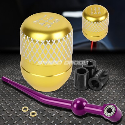 КОРОТКИЙ ПЕРЕКЛЮЧАТЕЛЬ ПЕРЕДАЧ ИЗ ФИОЛЕТОВОГО АЛЮМИНИЯ С ОДНИМ ИЗГИБОМ + ЗОЛОТАЯ 5-СТУПЕНЧАТАЯ РУЧКА С СЕТКОЙ ДЛЯ EK/ EJ / EG