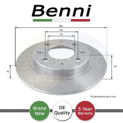 Brake Disc Rear Benni Fits Kia Carens 2000- 1.6 1.8 2.0 CRDi + Other Models #1