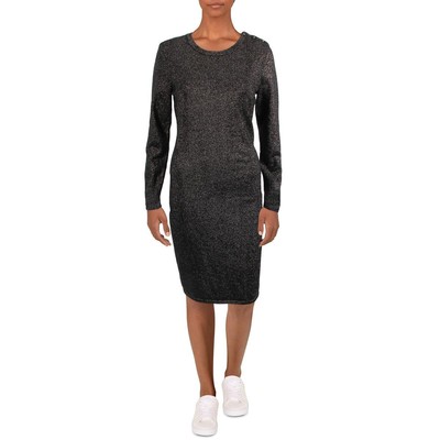 

Женское платье-свитер черного цвета с эффектом металлик Vince Camuto  BHFO 0819, Black/silver