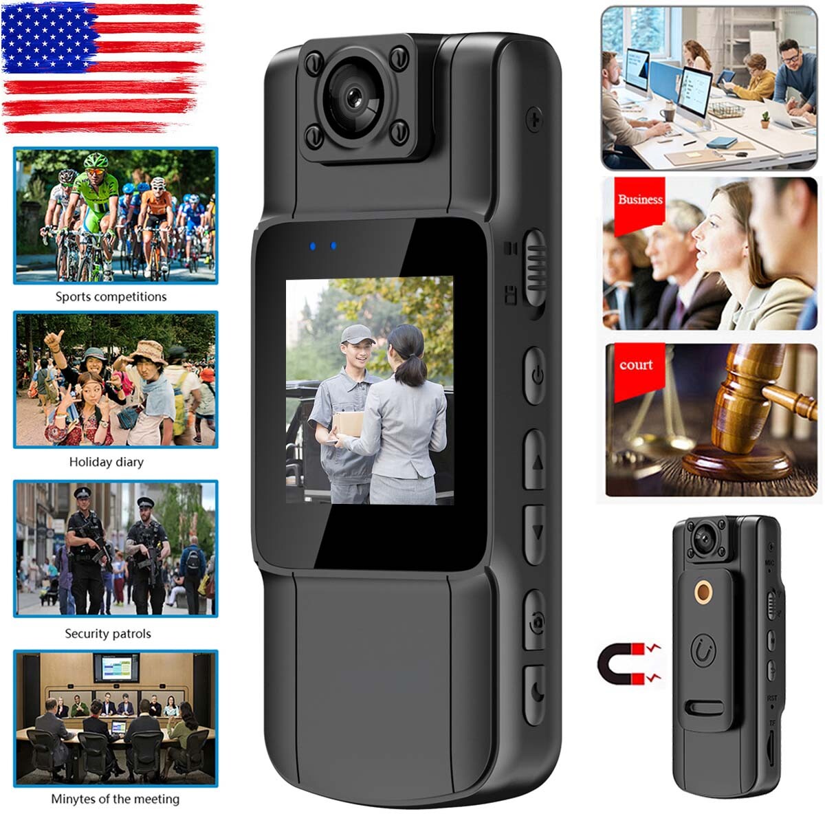 Body Mini Cam Police Camera Hd Video Recorder Dvr Ir Night.