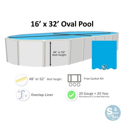 Smartline 16' x 32' Oval Swimming Pool 20 Gauge Overlap Liner - (Choose Pattern)
