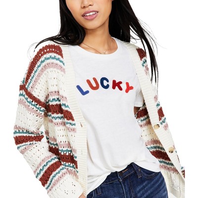 Женская белая трикотажная рубашка на пуговицах от бренда Lucky, кардиган, свитер, топ L BHFO 3961