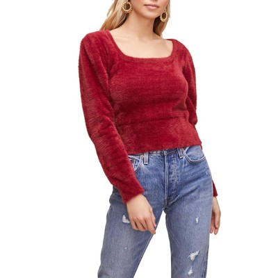 ASTR the Label Женский красный пушистый укороченный пуловер-свитер Top XL BHFO 1088