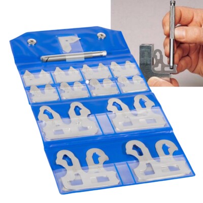 25Pcs Radius Gauge Set 3602-5021 1/64''-1/2'' Gauges with Holder Stainless Steel