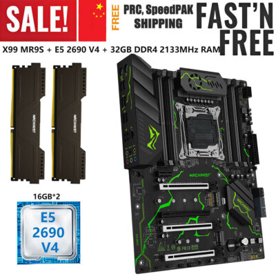 X99 MR9A Motherboard + E5 2690 V4 LGA 2011-3 32GB DDR4 2133MHz ECC RAM M.2 Combo