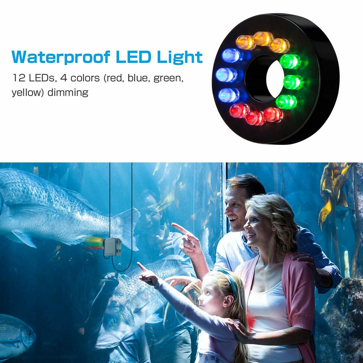 Submersible Aquarium Water Pump 12 Color Pond Fountain LED Lighting Kit