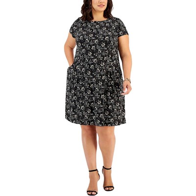 Женское черное приталенное платье-клеш с принтом Connected Apparel Plus 18W BHFO 2696