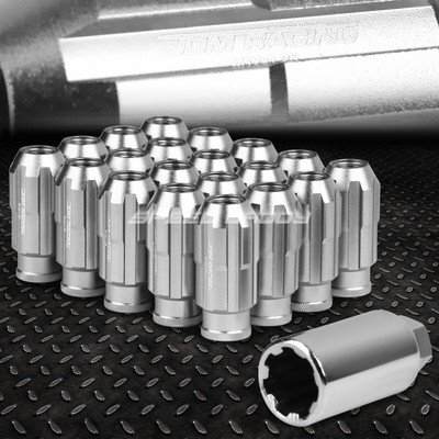 НАБОР ГАЕК JDM С ОТКРЫТЫМ КОНЦОМ ИЗ АЛЮМИНИЯ СЕРЕБРИСТОГО ЦВЕТА С 20 НАКОНЕЧНИКАМИ + АДАПТЕР M12X1.25 ДИАМЕТРОМ 24 ММ / ВЫСОТОЙ 50 ММ