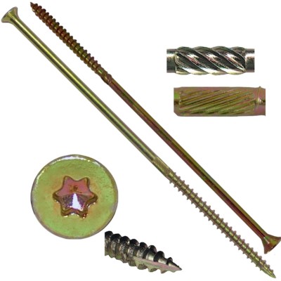 Extra Long GOLD STAR WOOD SCREWS: All Purpose Star/Torx Drive Wood Screws 5-14''