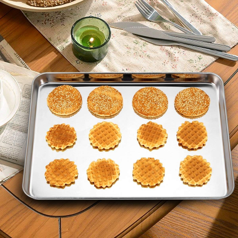 Baking Sheet Set of 3, Stainless Steel Cookie Sheet Baking Sheet Pan, 9/12/16 In