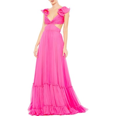 Женское розовое макси-вечернее платье Mac Duggal с открытой спиной 12 BHFO 0336