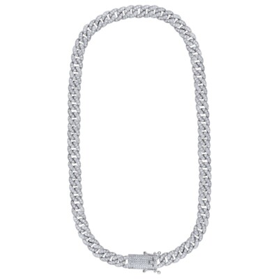 Pre-owned Jewelry Hiphop Mens Cuban Choker Lab Diamond 9 Mm Chain White Gold Finish Necklace 18" 28"