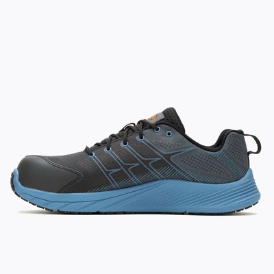 Pre-owned Merrell Work Men's Moab Flight Carbon Fiber Sd Work Shoe Black/steel - J005627, In Silver