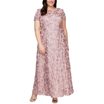 Женское вечернее платье Alex Evenings с розовой розеткой и блестками, вечернее платье Plus 20W BHFO 1248