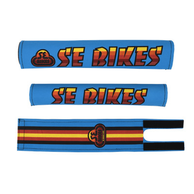 SE Racing 3 Piece ''Tetoron'' BMX Bicycle Padset - MULTI COLOR on BLUE