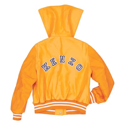 Pre-owned Kenzo Ladies Apricot Varsity Wool And Leather Jacket, Size Small In Orange