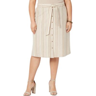 

Женская льняная юбка до колена в коричневую полоску Bar III Plus, 14 Вт BHFO 6084, Stone-multi