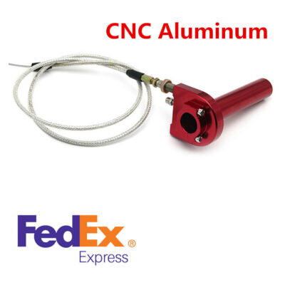 Red CNC 7/8'' Motorcycle Handlebar Throttle Turn Grip Twister＋Throttle Cable -US