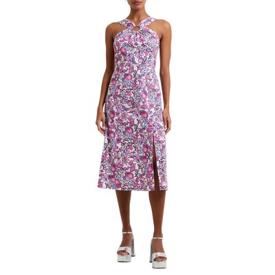 French Connection Womens Floral Midi Slit Halter Dress BHFO 8052