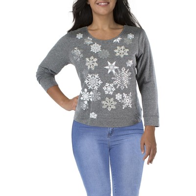 

Женский серый пуловер с принтом Style - Co., рубашка  BHFO 4015