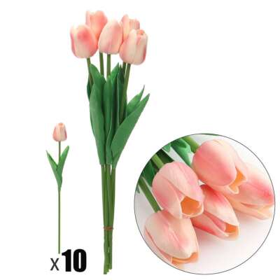 Artificial 10X Tulips Flower Latex Real Touch Bridal Bouquet Wedding Home Decor