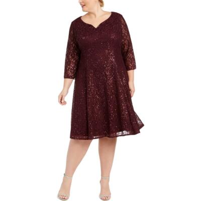 

Женское коктейльное платье с пайетками и кружевом SLNY Plus BHFO 7515