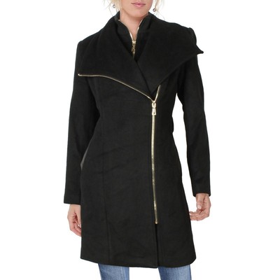 

Женское полушерстяное пальто миди с запахом Vince Camuto Верхняя одежда Petites BHFO 3050, Черный, V20838