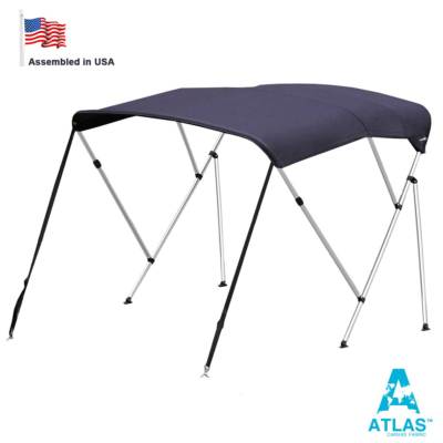 Oceansouth BIMINI TOP 3 Bow Boat Cover Blue 79"-84" Wide 6ft Long W/ Rear Poles