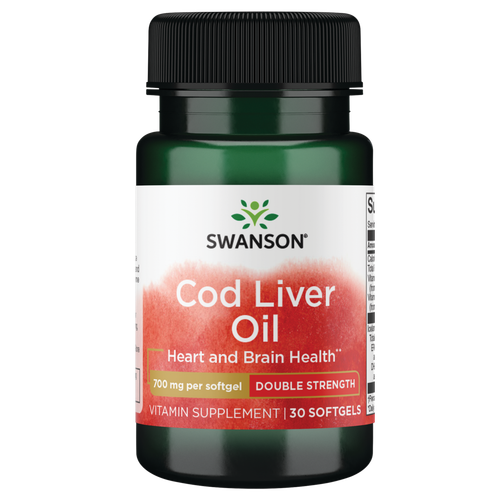 Swanson Cod Liver Oil - двойная сила 700 мг 30 мягких капсул