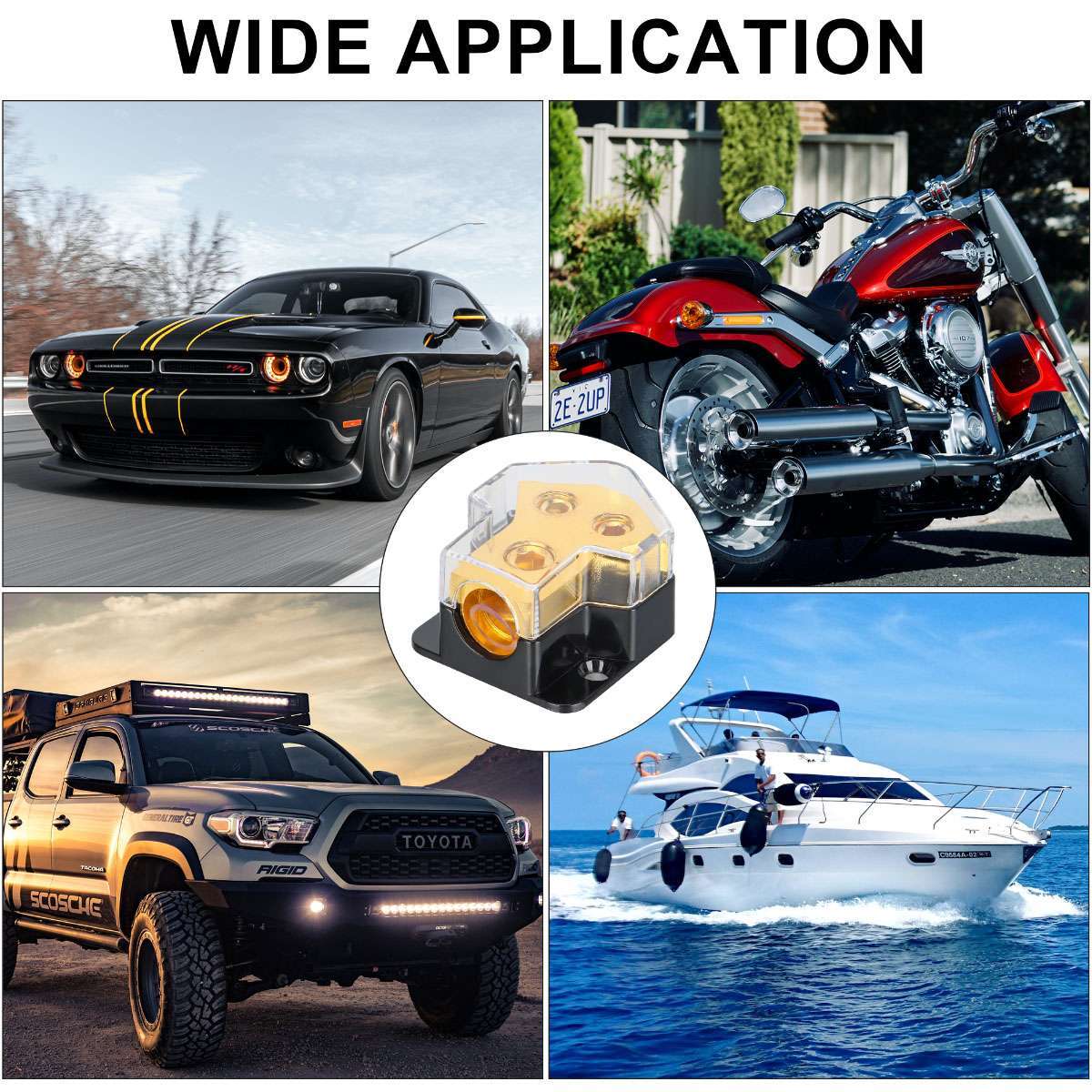 2 Way Power Ground Amp Distribution Block Car Audio Power Wire Splitter 0/2/4 US