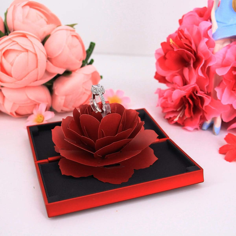 Rose Engagement Ring Box Proposal Ring Case Velvet Jewelry Gift Box Case Ring Ho