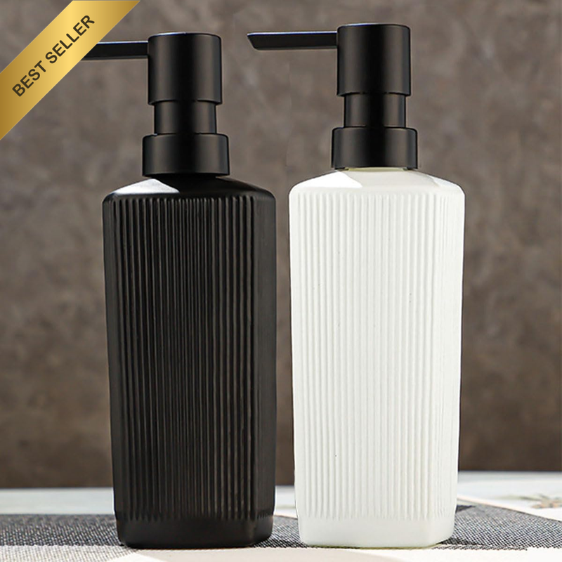 2 Pk Glass Soap Dispenser Shampoo Conditioner Bottles Elegant Bathroom