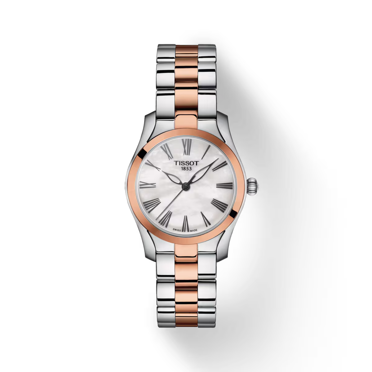 Pre-owned Tissot T-wave Mother Of Pearl Dial Rose Gold Women's 30mm Watch T1122102211301