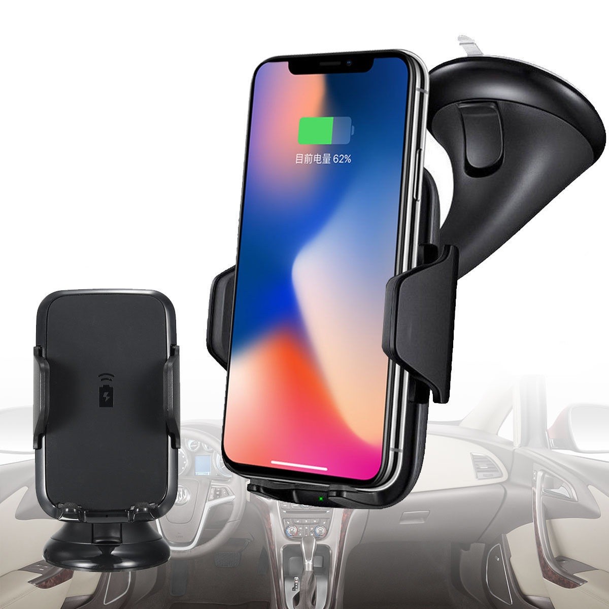 Supporto Auto A Ventosa Con Caricabatteria Wireless Per Smartphone Linq C-q68