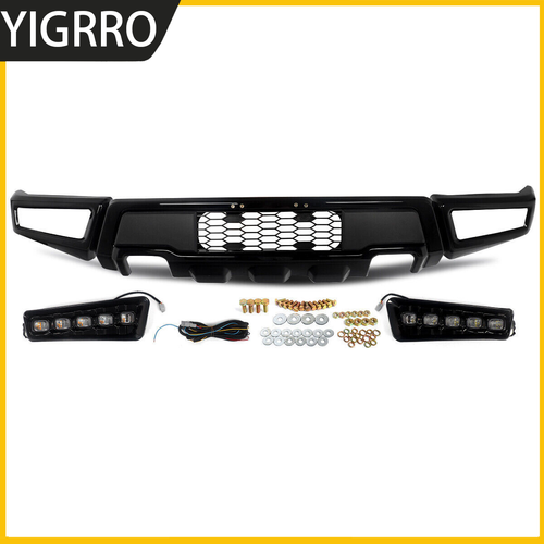 Front Bumper For 2009-2014 Ford F150 F-150 Steel Black Raptor Style W/LED Lights