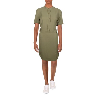 

Женское зеленое тканое платье-рубашка с короткими рукавами Lauren Ralph Lauren  BHFO 7997, Olive fern