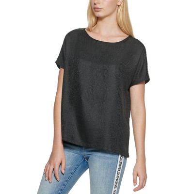 Karl Lagerfeld Paris Женская черная блузка с отделкой крючком и люверсами XL BHFO 5569