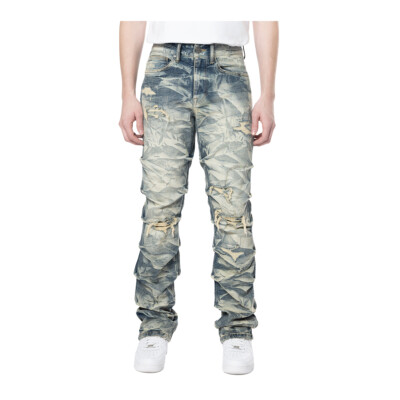 Smoke Rise Jeans Side Pinching Lightening Effect Mens Blue JP24508