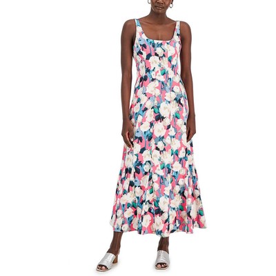 

Donna Karan Женское розовое платье макси без рукавов с принтом чайной длины  BHFO 9305, Rosewater