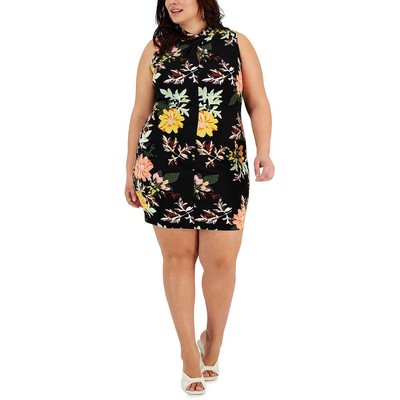 Женское черное летнее короткое мини-платье с цветочным рисунком Rachel Rachel Roy Plus 20W BHFO 5659