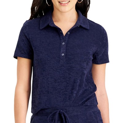 

Женская темно-синяя текстурированная футболка-поло с короткими рукавами Love, Fire для юниоров  BHFO 6675, Eclipse