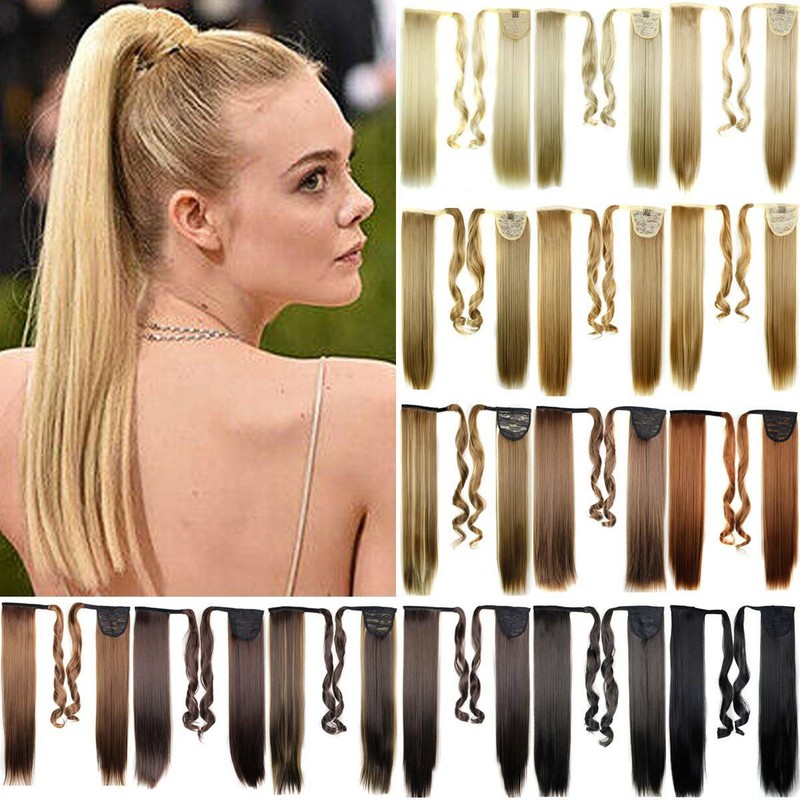 Damen Natürliche Perücken Zopf Pferdeschwanz Haarverlängerung Glattes Haarstücke