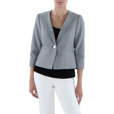 

Le Suit Женский черно-белый пиджак без воротника на одной пуговице Petites  BHFO 7294, Black/white