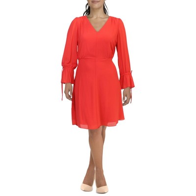 Женское красное прозрачное мини-платье А-силуэта длиной выше колена от Vince Camuto, 10 BHFO 6206