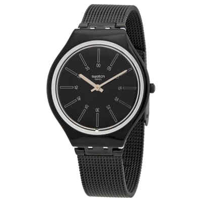 Женские часы Swatch Skinotte с кварцевым черным циферблатом SVOB100M