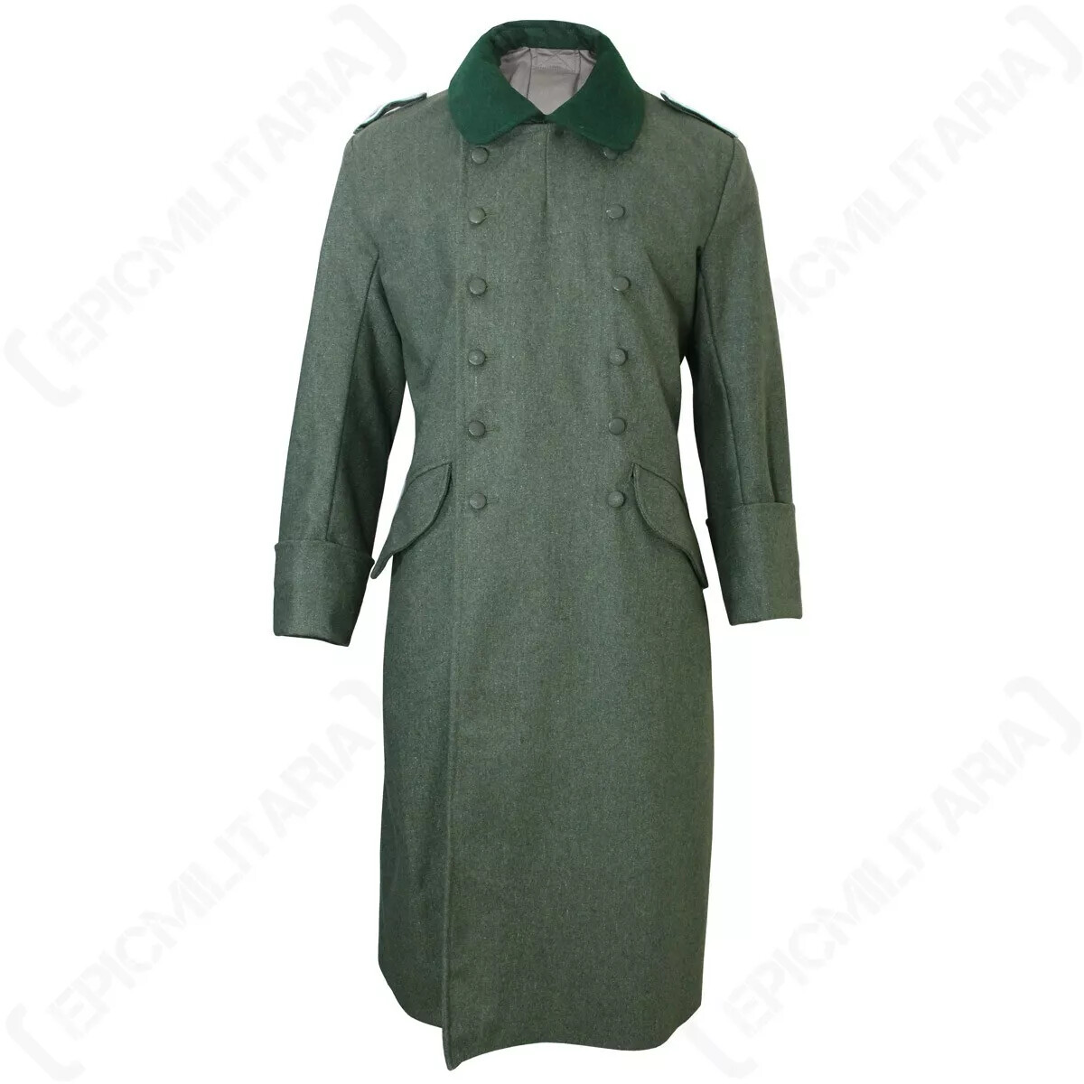 Pre-owned 100% German M36 Wool Great Coat - Repro Trench Over Heer Army Field Green Coat