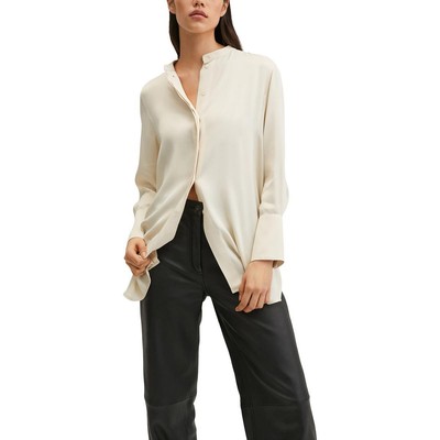 Женская бежевая атласная блузка оверсайз на пуговицах MNG Womens 2 BHFO 2423
