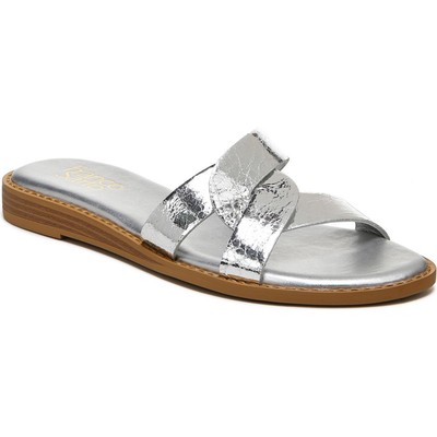 

Franco Sarto Womens Geras Silver Slide Sandals Shoes 8.5 Medium (B,M) BHFO 2763, Silver pu